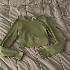 Divided Sage Green Ribbed Long Sleeve Top